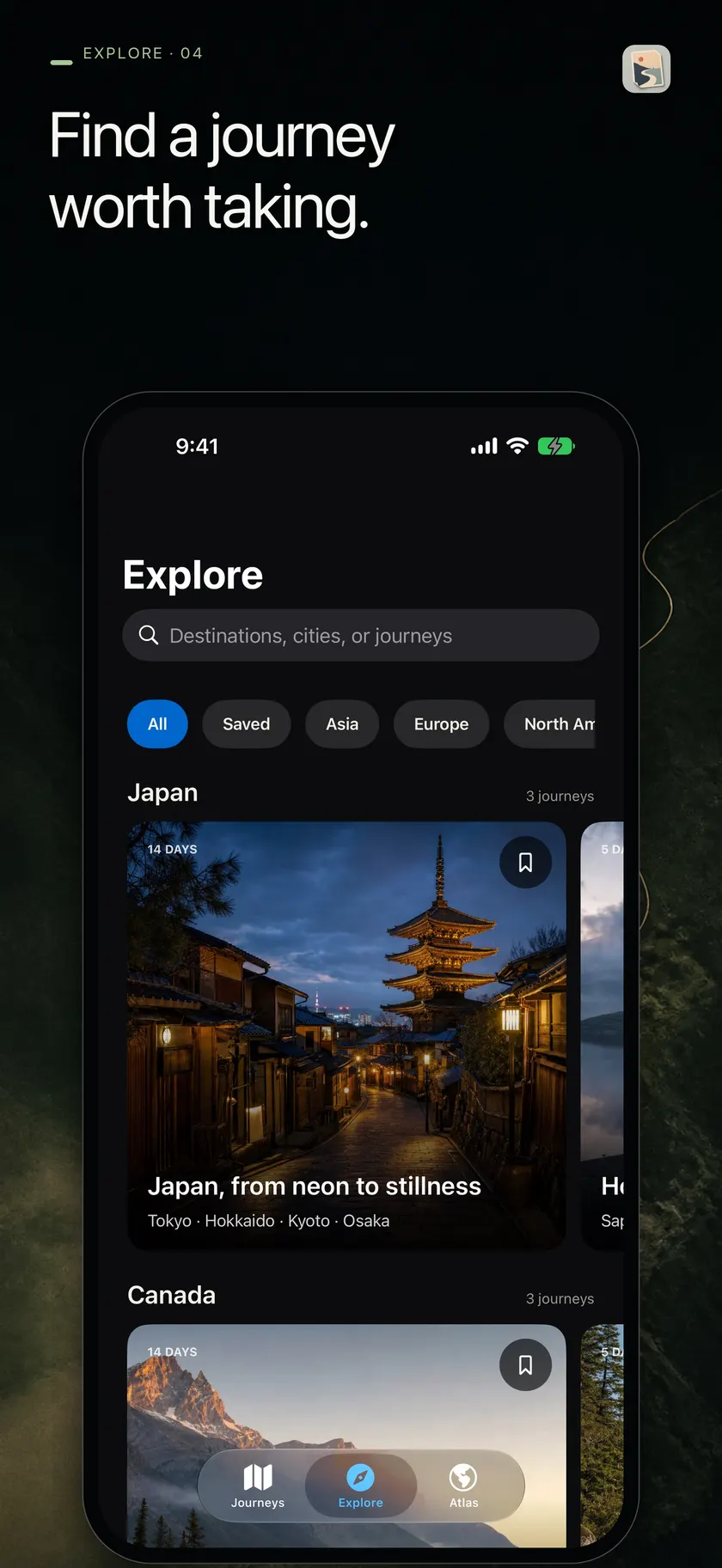 AnnoScene Explore screen with curated trip routes